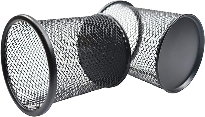 Pen Holder Mesh Pencil Holder Metal Pen Holder Cup Pencil Cup Holder for Desk Office Pen Organizer Black, 4 Pack