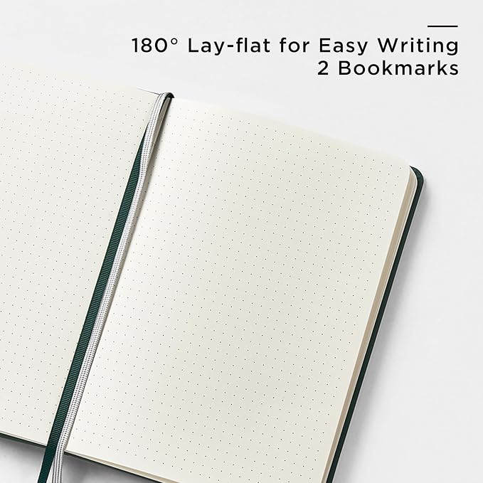 &And Per Se 10-Pack Dotted Notebooks, A5 Hardcover Dotted Journal Set, 160 Pages, 100gsm Paper, Office Supply Bulk Order, Corporate Workshop Materials – 3 Sticker Sheets Each (Green)