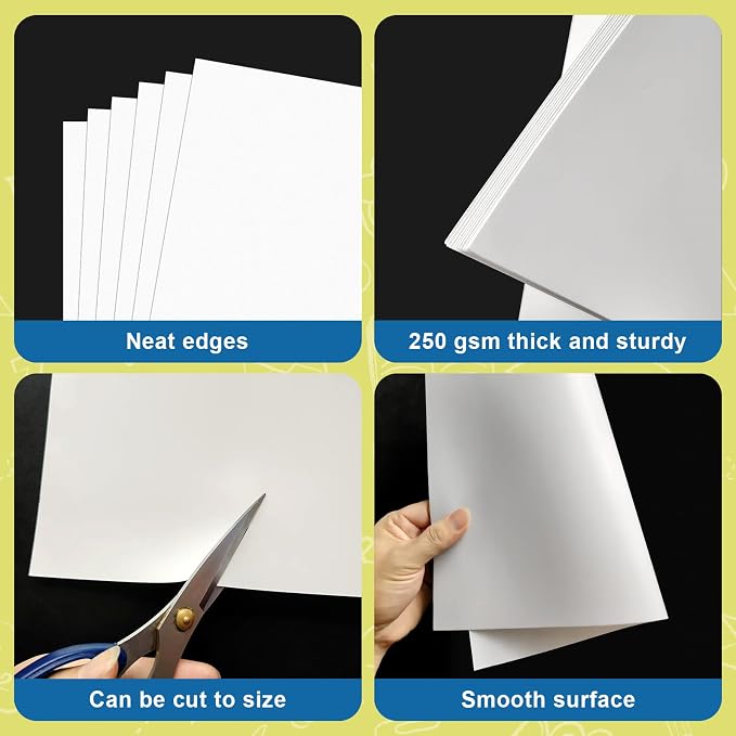 150 Pcs 11" x 14" Poster Board White Poster Paper Bulk, ROOKEA 250Gsm Thickness Vision Boards Smart Poster Board for School Arts Craft Projects Presentations Drawing Scrapbooking Blank Graphic Display