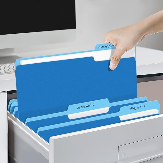 SUNEE File Folders, 36 Pack Manilla Folders 8.5 x 11, Colored File Folders Home Office School Supplies for Documents Files Paper,Blue