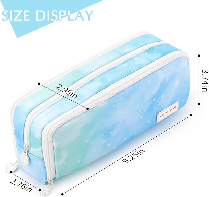CICIMELON Large Capacity Pencil Case 3 Compartment Pouch Pen Bag for School Teen Girl Boy Men Women (Dream)