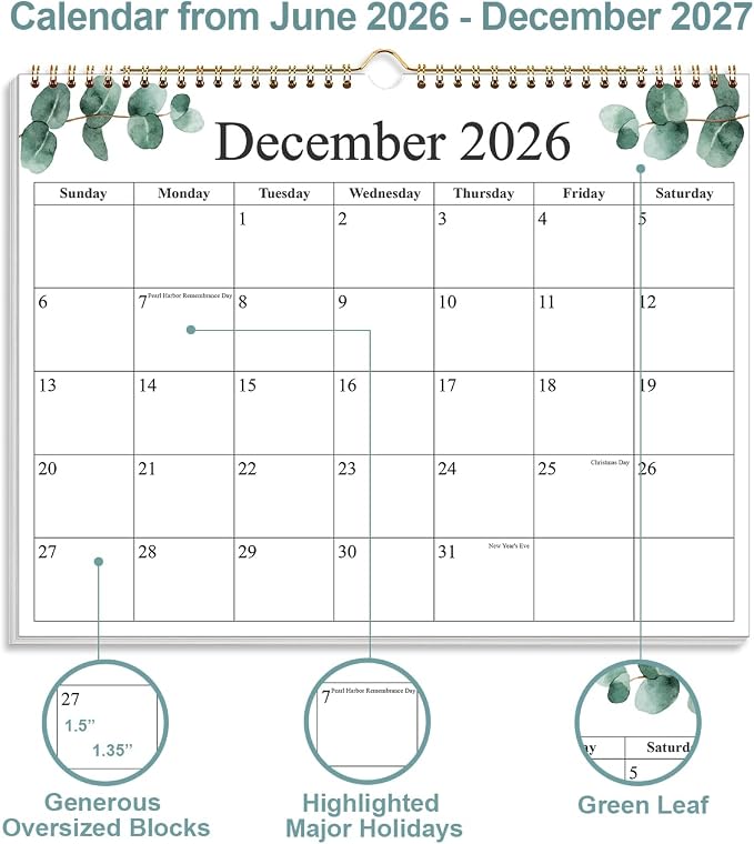 2026-2027 Wall Calendar - Calendar 2026-2027 from July 2026 - December 2027, 18 Months Calendar with Premium Paper, 8.5" x 11", Nature