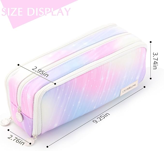 CICIMELON Large Capacity Pencil Case 3 Compartment Pouch Pen Bag for School Teen Girl Boy Men Women (Meteor)