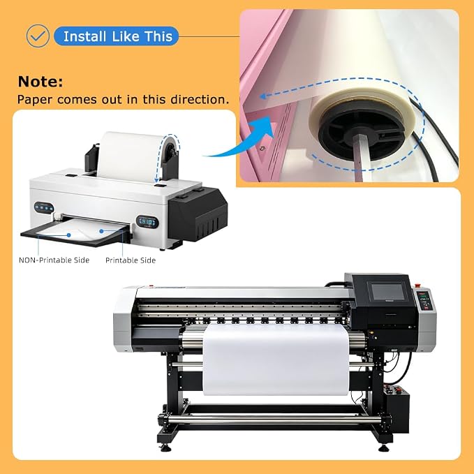 DTF Transfer Film Roll 24 Inch x 328 FT for Double-Side Matte Clear Pretreat Sheets, PET Heat Transfer Paper for Inkjet Printer Direct Print(Hot & Cold Peel)