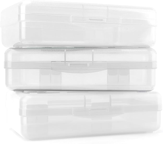 Pencil Case, Pencil Box, Clear Pencil Case, 3 Pack Plastic Pencil Case, Large Capacity Pencil Case, Crayon Box with Snap-tight Lid Stackable Design, Plastic Storage Box for School Office Supplies