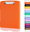 Piasoenc Clipboard with Storage, 8.5 x 11 Organization Box with Pen Holder and A4 Legal Paper Folder, Folio & Side-Opening, Low Profile Clip,for Nurses,Teachers, Size 14 x 9.6 x 1.2 in, Orange