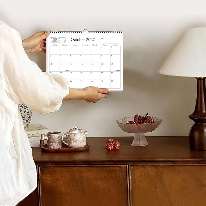Small Wall Calendar 2026-2027 - Mini Calendar 2026-2027 from July 2026 - December 2027, 18 Months Little Calendar with Premium Paper, 6" x 8", Black