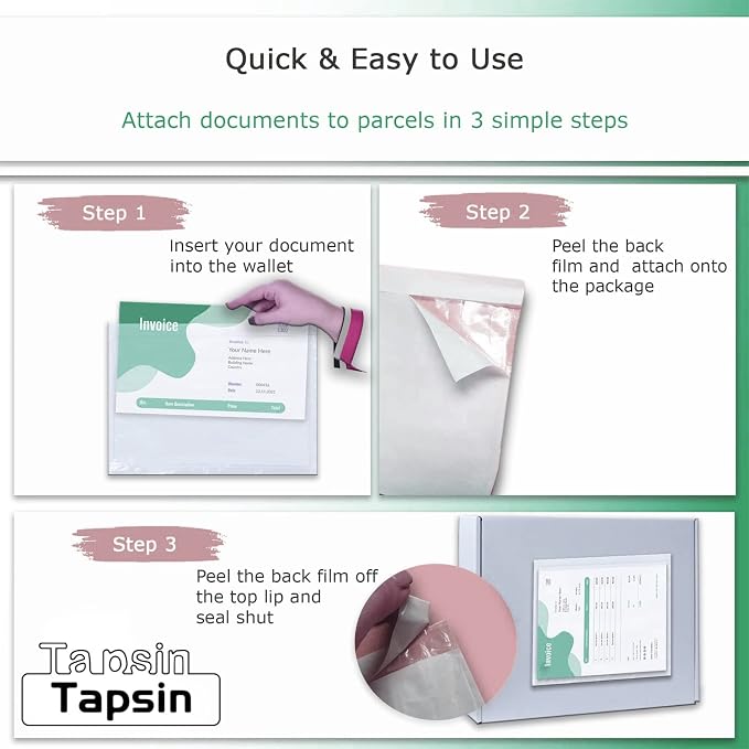 Packing List Pouches, Shipping Label Envelopes Clear Adhesive Top Loading Packing List (6" x 9" - 100 Pcs)
