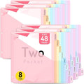 Forvencer 48 Count Binder Dividers with Two Pockets, 8 tab Dividers for 3 Ring Binders Organizer, Binder Divider with Tabs for School Office and Home Organization, Multicolor, 6 Sets