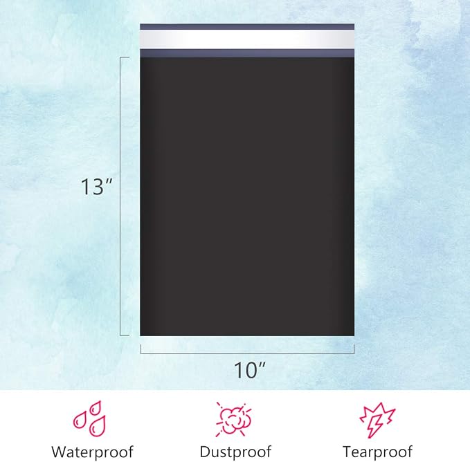 UCGOU Poly Mailers 10x13 Inch Black 200 Pack Shipping Bags #4 Strong Mailing Envelopes Boutique Packaging Postal Self Seal Adhesive Waterproof and Tear Proof Small Business for Clothes,Books