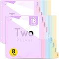 Forvencer 16 Count Dividers with Two Pockets, 8 tab Binder Dividers for 3 Ring Binder Organizer, Binder Divider with Tabs for School Office and Home Organization, Multicolor, 2 Sets