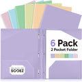 Sooez Folders with Pockets and Prong, 6 Pack, Pastels Colors, File Folders with Prongs, 2 Pocket Folders Bulk, Plastic Folder, School Folder College Supplies, Aesthetic Nursing Cute School Supplies