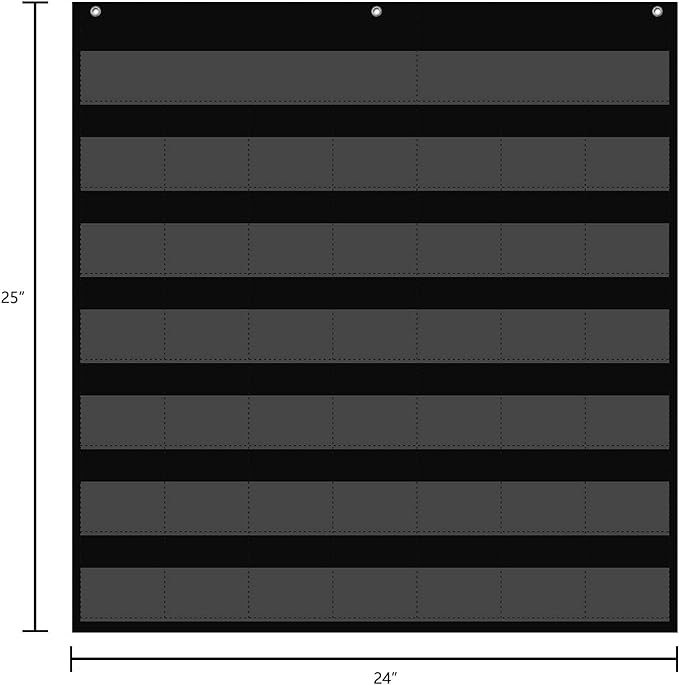 REGELETO Large 44 Pockets Calendar Pocket Chart for Classroom with 85 Cards, Size:25” X 24” Monthly Calendar and Weather Black Pocket Chart for Students Learning for Home or School (44 Pockets)