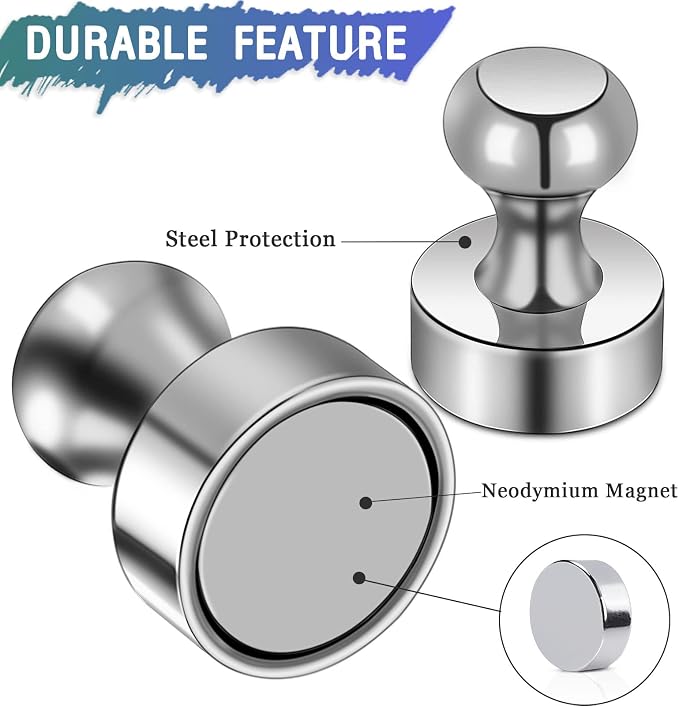 MAGXCENE 100 Pack Neodymium Fridge Magnets, Small Strong Magnets for Whiteboard, Push Pin Magnet, Refrigerator Magnets for Office, Kitchen, Adults, Home