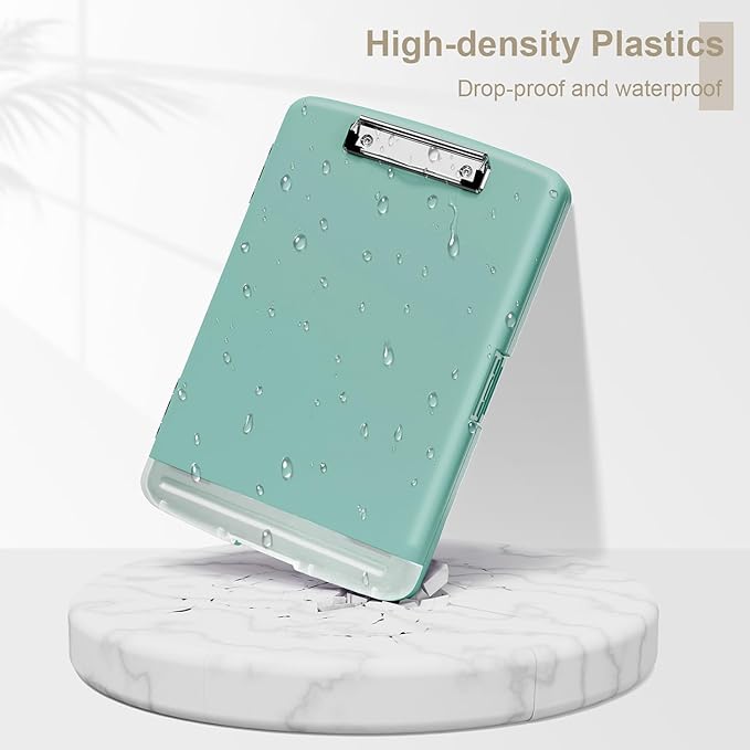 Piasoenc Clipboard with Storage, 8.5 x 11 Organization Box with Pen Holder and A4 Legal Paper Folder, Folio & Side-Opening, Low Profile Clip,for Nurses,Teachers, Size 14 x 9.6 x 1.2 in, Teal