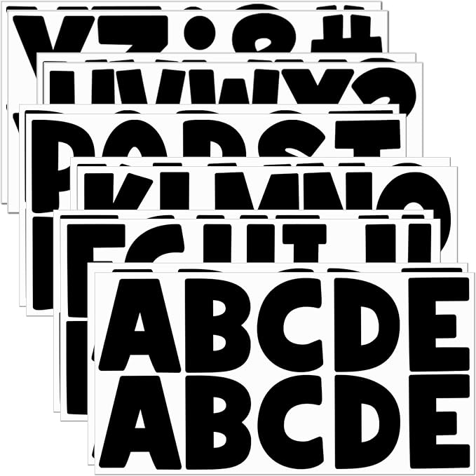 Letter Stickers Large 128 PCS Bulletin Board Letters 12 Sheets Alphabet Stickers Vinyl Self-Adhesive Stick on Letters for Poster Board Mailbox Sign DIY Crafts Classroom Party Decor (Black, 2.5 Inch)