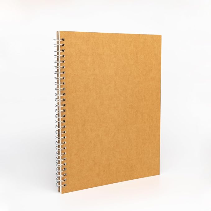 DSTELIN 10 inch x 7.5 inch, 100GSM, Blank Spiral Notebook, 3-Pack, Soft Cover, Sketch book, 100 Pages / 50 Sheets, with writing backboard, (Brown)