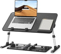 Desk, Table, SAIJI Adjustable Laptop Stand, Breakfast Tray, 5 Heights, 4 Angles, Stable Folding Table for Bed Sofa Desk, Suitable for Laptops up to 17 Inches (60 x 33 cm Black)
