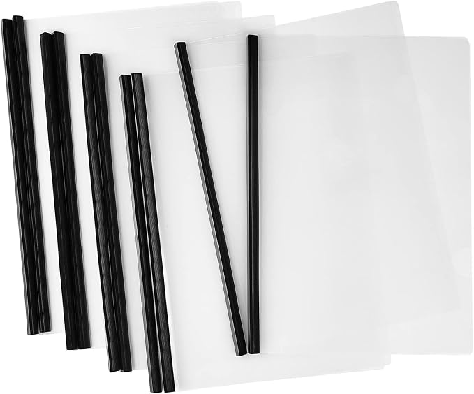 JOERSH Clear Report Covers with Sliding Bar, 40Pcs, Black | Plastic Binder Paper Protector, Report Folders with Clear Cover, For Resume Portfolio Presentation File Documents