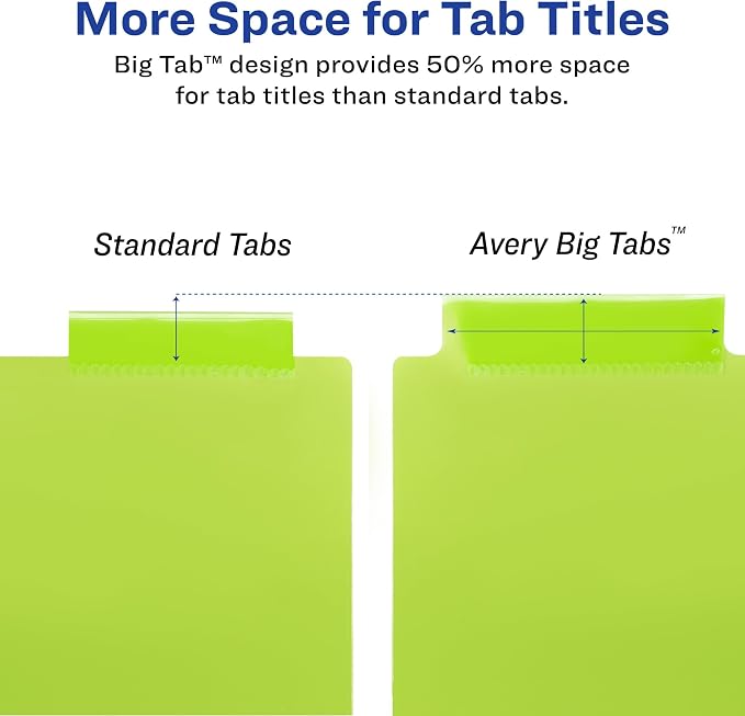 Avery Insertable Plastic Dividers for 3 Ring Binders, 8 Tabs per Set, Big Tabs, One Pocket, Multicolor Binder Dividers, Works with Sheet Protectors (11903)