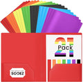 Sooez 21Pack Folders with Pockets, Pocket Folders with Extra Labels, Plastic Folders with Pockets, 2 Pocket Folders Bulk, Heavy Duty File Folders, School Folders Business Folder Office Filing Supplies