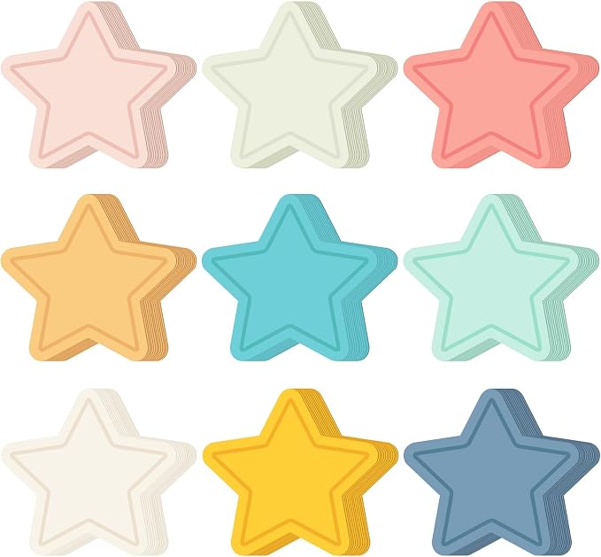 Geyee 108 Pcs Star Cutouts Paper 3.5 Inch Boho Classroom Decor Bulletin Board Stars Assorted Pastel Colors Die Cut for Teachers DIY Craft Projects Office School Chalkboard Wall Decor
