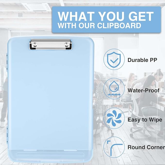 Sooez Clipboards with Storage, High Capacity Clip Boards 8.5x11 with Storage, Heavy Duty Nursing Clipboard Folder, Plastic Clipboard with Pen Holder for Women Teachers Work, School & Office Supplies