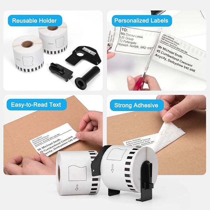 20 Rolls DK-2205 Compatible with Brother DK2205 (2.4 in X 100 Ft) Continuous Length Label Use with QL-800 QL 600 810W 820nwb Printer - 20 White Paper Rolls + 2 Frame