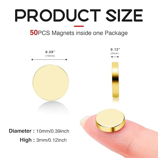 120 Pcs Gold Fridge Magnets, 10x3mm Small Rare Earth Magnets Neodymium Magnet for Refrigerator School, Whiteboard, Crafts, DIY | Neodymium Magnet for Refrigerator School, Whiteboard, Crafts, DIY