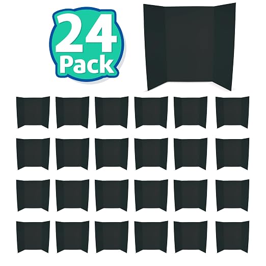 Flipside Products 36” x 48” Project Boards for Presentations, Science Fair, School Projects, Event Displays and Trifold Picture Board, Proudly Made in USA - Black - 24 Pack