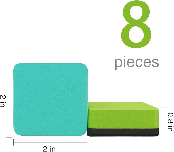 Mini Dry Erase Eraser, 8 Pack Magnetic Whiteboard Dry Erase Erasers- Ideal for Kids, Teachers, and Classroom Supplies（Mixed Colours, 2 x 2 Inch