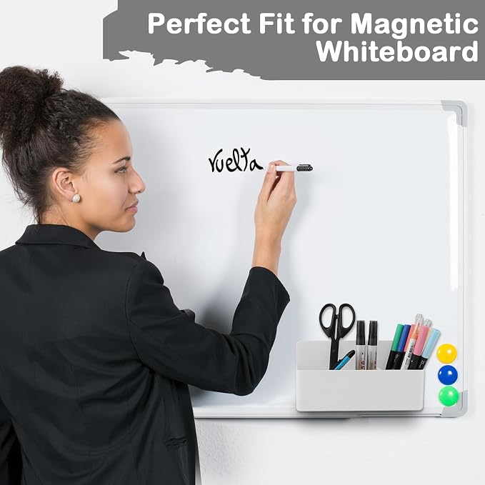 KITANIS Magnetic Pen Holder,3 Compartments Magnetic Dry Erase Marker Holder,Extra Strong Magnet Storage Marker Pen Pencil Organizer for Refrigerator,Whiteboard,Locker Accessories(Long Style)