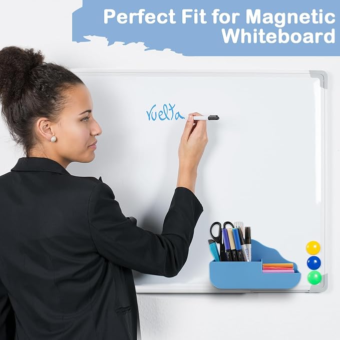 KITANIS Magnetic Pen Holder,3 Compartments Magnetic Dry Erase Marker Holder,Extra Strong Magnet Storage Marker Pen Pencil Organizer for Refrigerator,Whiteboard,Locker Accessories(Cloud Style)