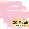SUNEE File Folders, 30 Pack Manilla Folders 8.5 x 11, Colored File Folders Home Office School Supplies for Documents Files Paper, Pink