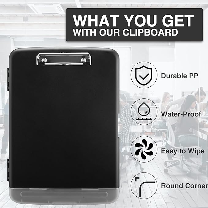 Sooez Clipboards with Storage, High Capacity Clip Boards 8.5x11 with Storage, Heavy Duty Nursing Clipboard Folder, Plastic Clipboard with Pen Holder for Women Teachers Work, School & Office Supplies