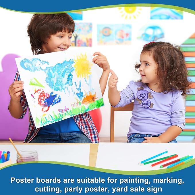 60 Pcs White Poster Board Paper 11x 14 Bulk, ROOKEA Vision Boards Blank Poster Paper for School Arts and Crafts, Classroom Projects, Presentations, Drawing, Scrapbooking, Graphic Displays