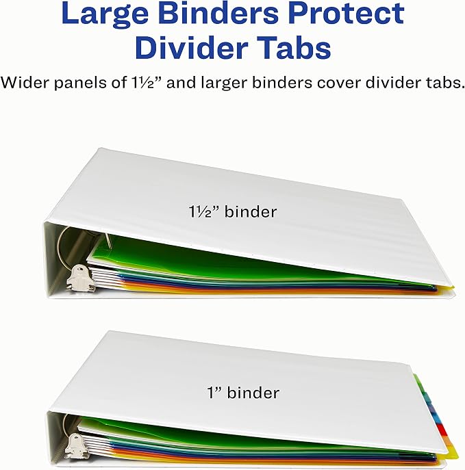 Avery Insertable Plastic Dividers for 3 Ring Binders,8 Tabs per Set,Big Tabs,Two Pockets,Multicolor Binder Dividers,Works with Sheet Protectors (11903),(Pack of 2)
