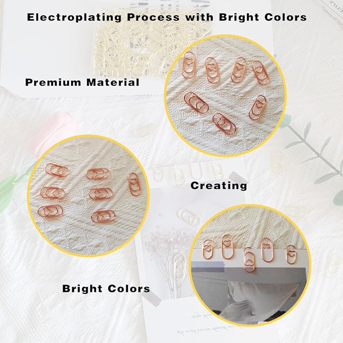 100 Pack Love Heart Shaped Paper Clips, Mini Paperclips Papers, 0.8inch Small Paper Clips for Office School Home Desk Organizers (Rose Gold)