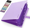 Sooez Accordion File Organizer, Letter Size Expanding File Folder with Labels, 8 Pocket Folders for Document, Portable Paper Bill Receipt Organizer for Home School Office Supplies, A4 Size, Purple