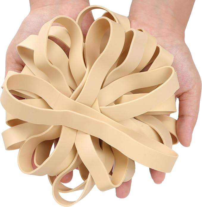 AIWOQI Rubber Bands Size 107 Heavy Duty Big Wide Rubber Band 30PCS #107 | Elastic Bands for Office Supply Trash Can File Folders Litter Box Rubber Bands (Light brown)