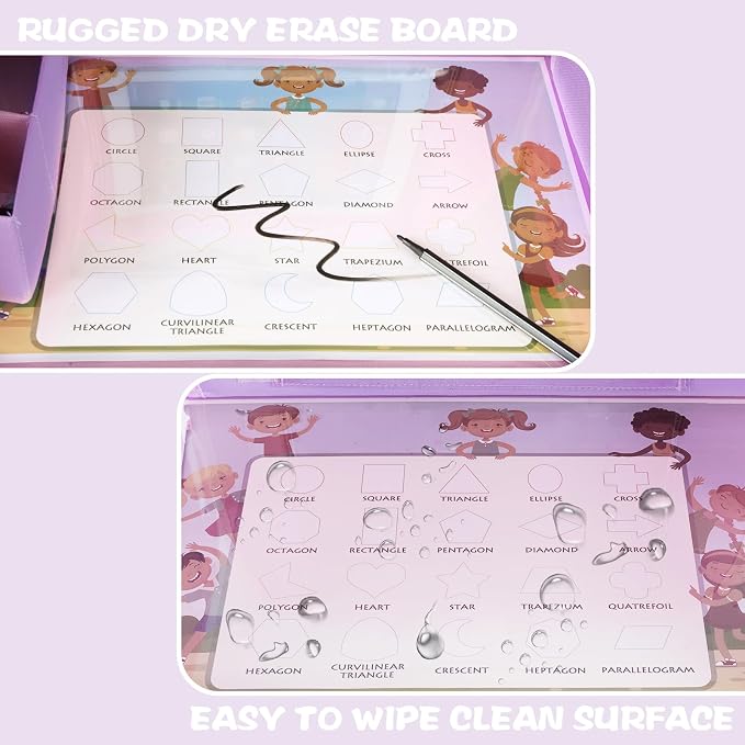 MENZOKE Kids Travel Tray for Toddler Car Seat, Toddler Gift for Girl Activities with Dry Erase Board & iPad Holder Stand, Road Trip Essentials Accessories Lap Tray for Girl as Birthday Gift, Purple