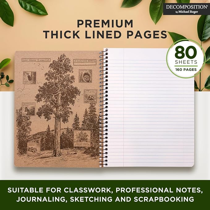 Decomposition Donut Time College Ruled Spiral Notebooks – 9.75 x 7.5 Journal with 160 Lined Pages – Cute Notebooks for School Supplies, Home & Office – 100% Recycled Paper – Made in USA