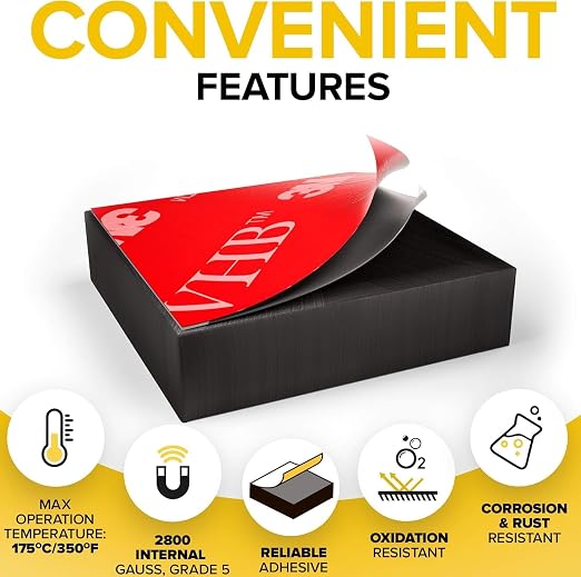 Strong Ceramic Square Magnets With Adhesive Backing (1x0.2"/25x5mm, 48 pcs) - Heavy Duty Sticky Magnets, Non-Corrosive, Versatile For Home, Office, Workshop, Whiteboard, Fridge And Hobby Use