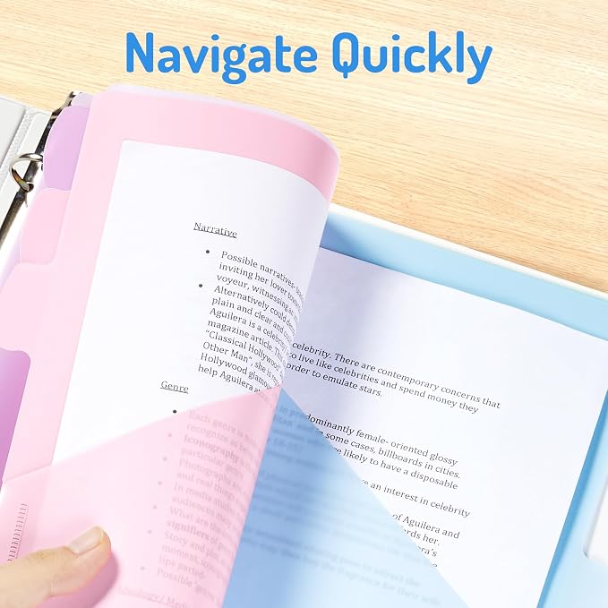 Forvencer 16 Count Dividers with Two Pockets, 8 tab Binder Dividers for 3 Ring Binder Organizer, Binder Divider with Tabs for School Office and Home Organization, Multicolor, 2 Sets