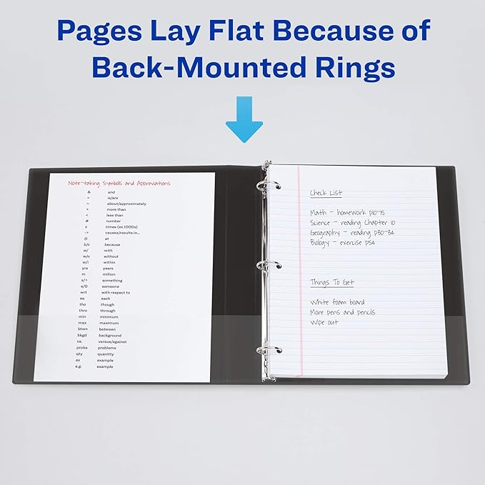 Avery Durable View 3 Ring Binders for Home, School Supplies, Office, or Organization Needs, 0.5" Slant Ring, 4 Pack White Binders (03362)