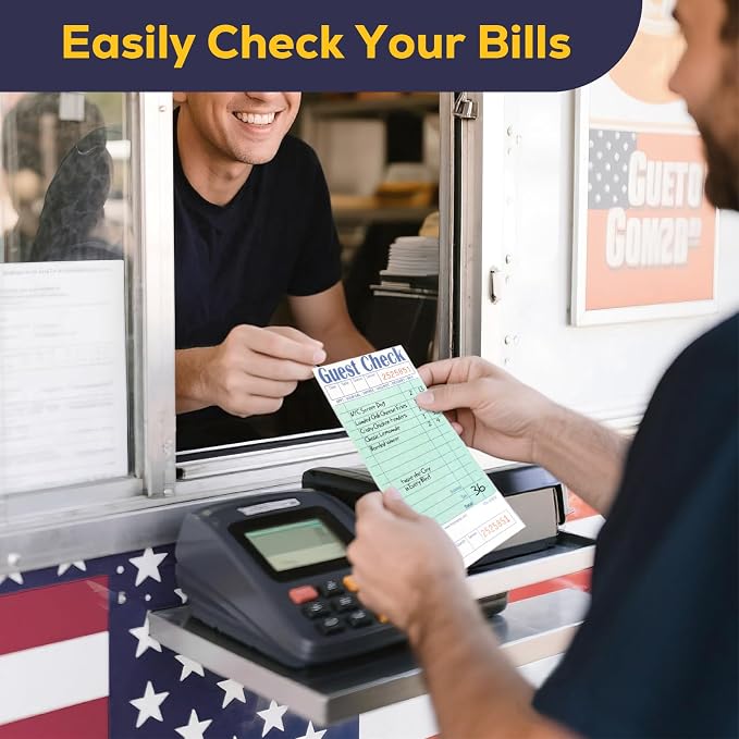 FMP Brands Guest Check Books for Servers, Server Note Pads, 10 Pack (500 Sheets), Green with Guest Receipt, Guest Check Pads, Restaurant Order Pads, Waitress Notepads