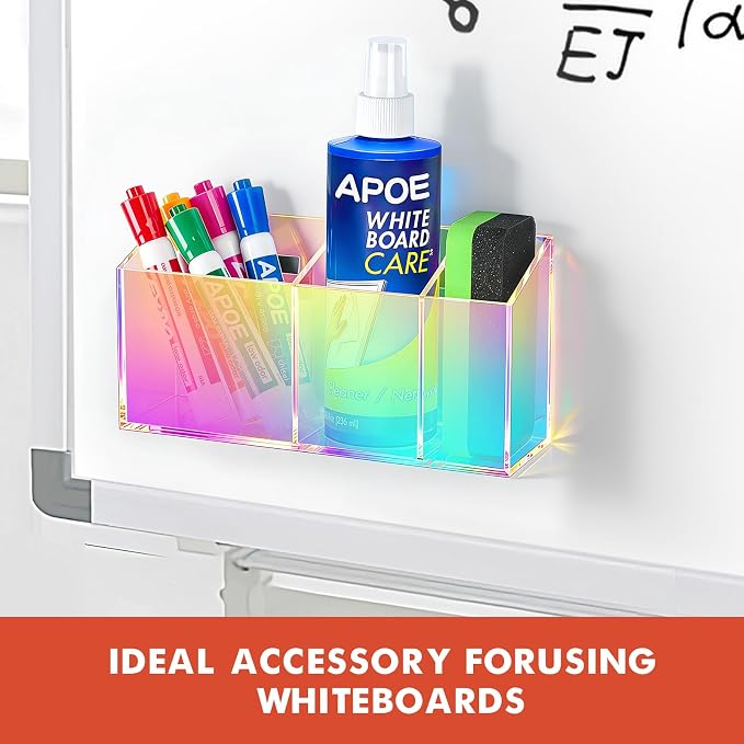 Magnetic Dry Erase Marker Holder, Acrylic Magnet Pen Holder for Whiteboard, Refrigerator, Magnetic Fridge Organizer for Office, Classroom, Whiteboard Maker Holder, Locker Organizer(Colorful)