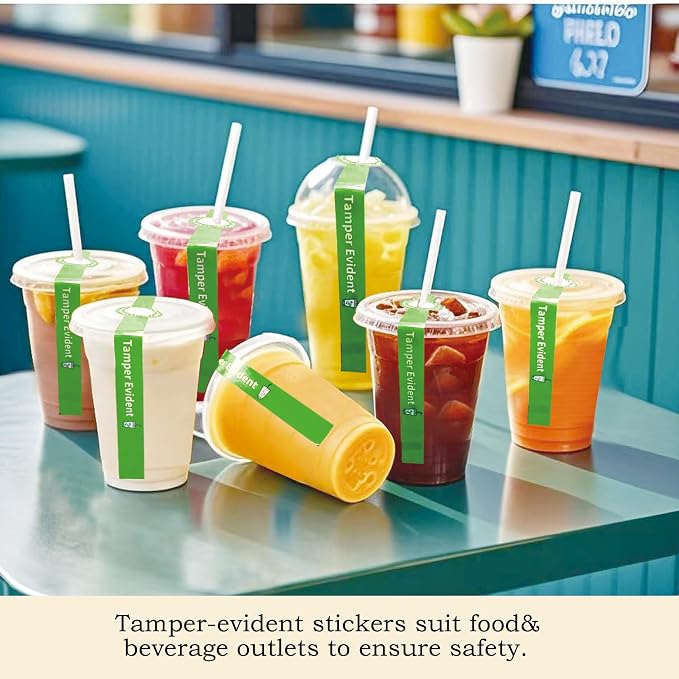 Safe Secure Tamper Proof Stickers Tamper Evident Seals Stickers 1" x 9" - 600 Pcs Food Deliver for Drink Lids Stickers Sealed for Freshness Labels Drink Food Seals （Green）