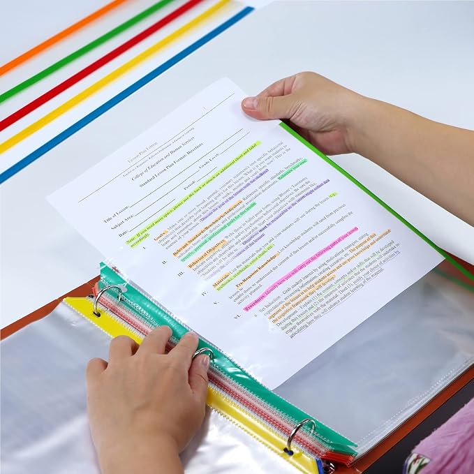 Sheet Protectors, Aipker Plastic Page Protectors for 3 Ring Binder, Heavy Duty 8.5 x 11 Paper Sheet Protector, Clear Binder Sleeves, Color Edge Document Protector for Office School (40 Pack)