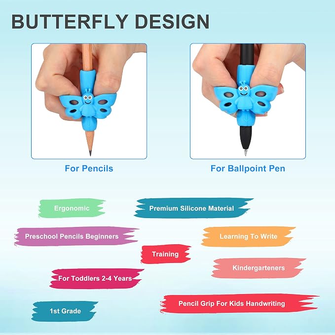 KOABBIT 8 Packs Pencil Grips Pencil Grips for Kids Handwriting for Toddlers & Preschoolers, Pencil Holder Grip Posture Correction Training Writing Aid.